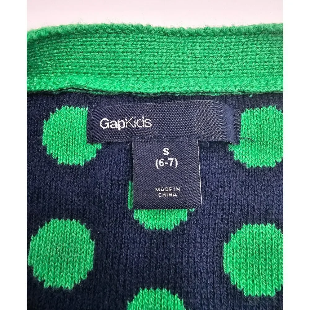 GapKids Girl's 6/7 Green and Navy Blue Turtleneck NWT and Polkadot Sweater GUC
